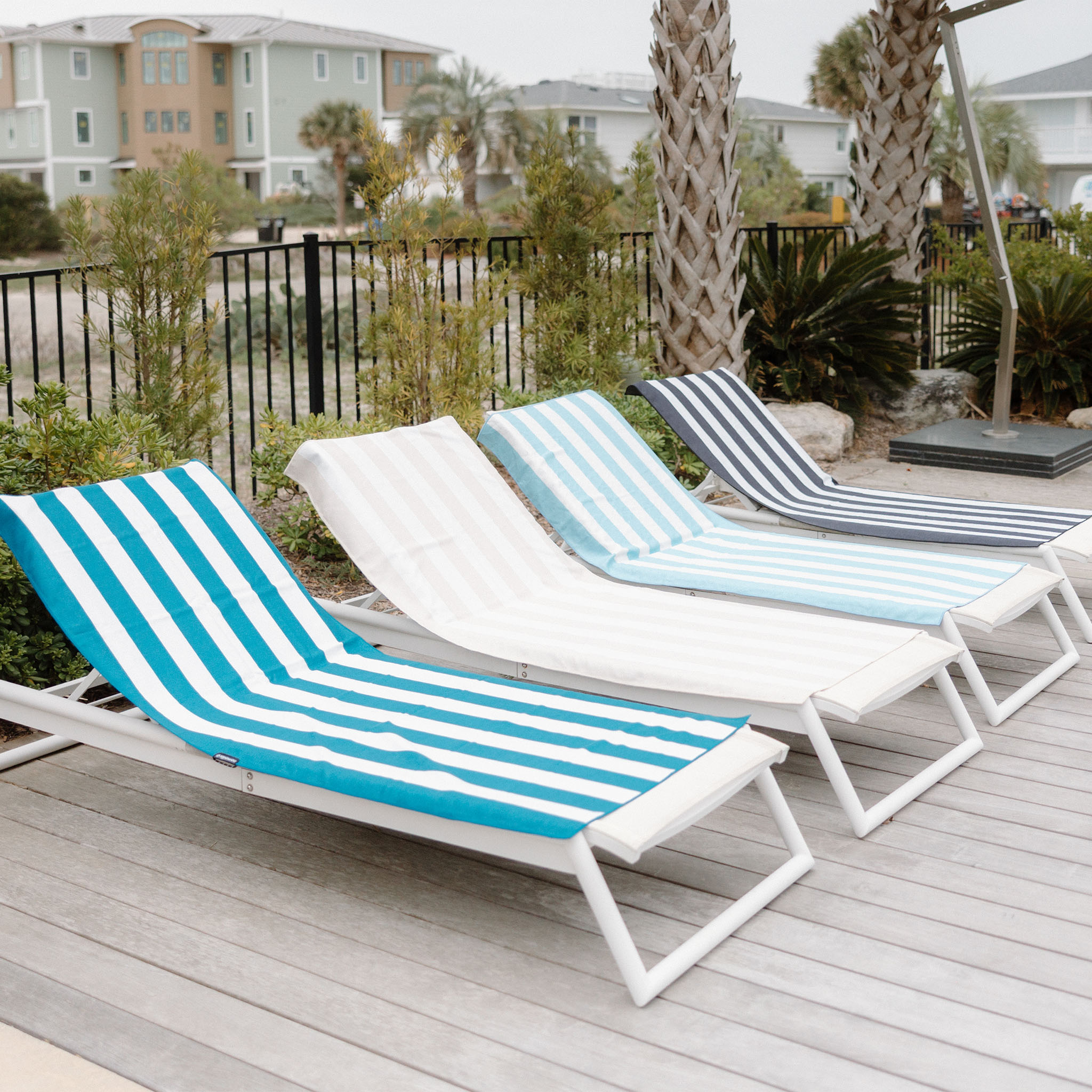 4 - Pack Cabana Stripe Dark Blue Original Towel Bundle - Nomadix