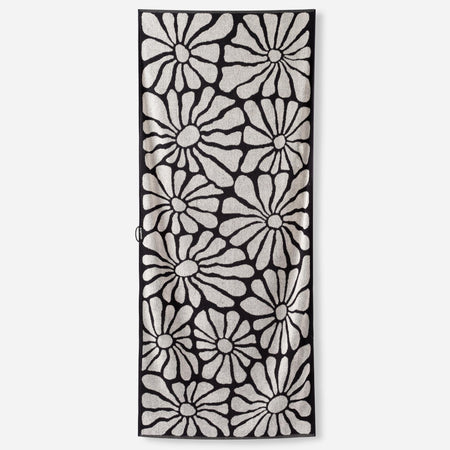 Organic Cotton Beach Towel: Lazy Daisy Black