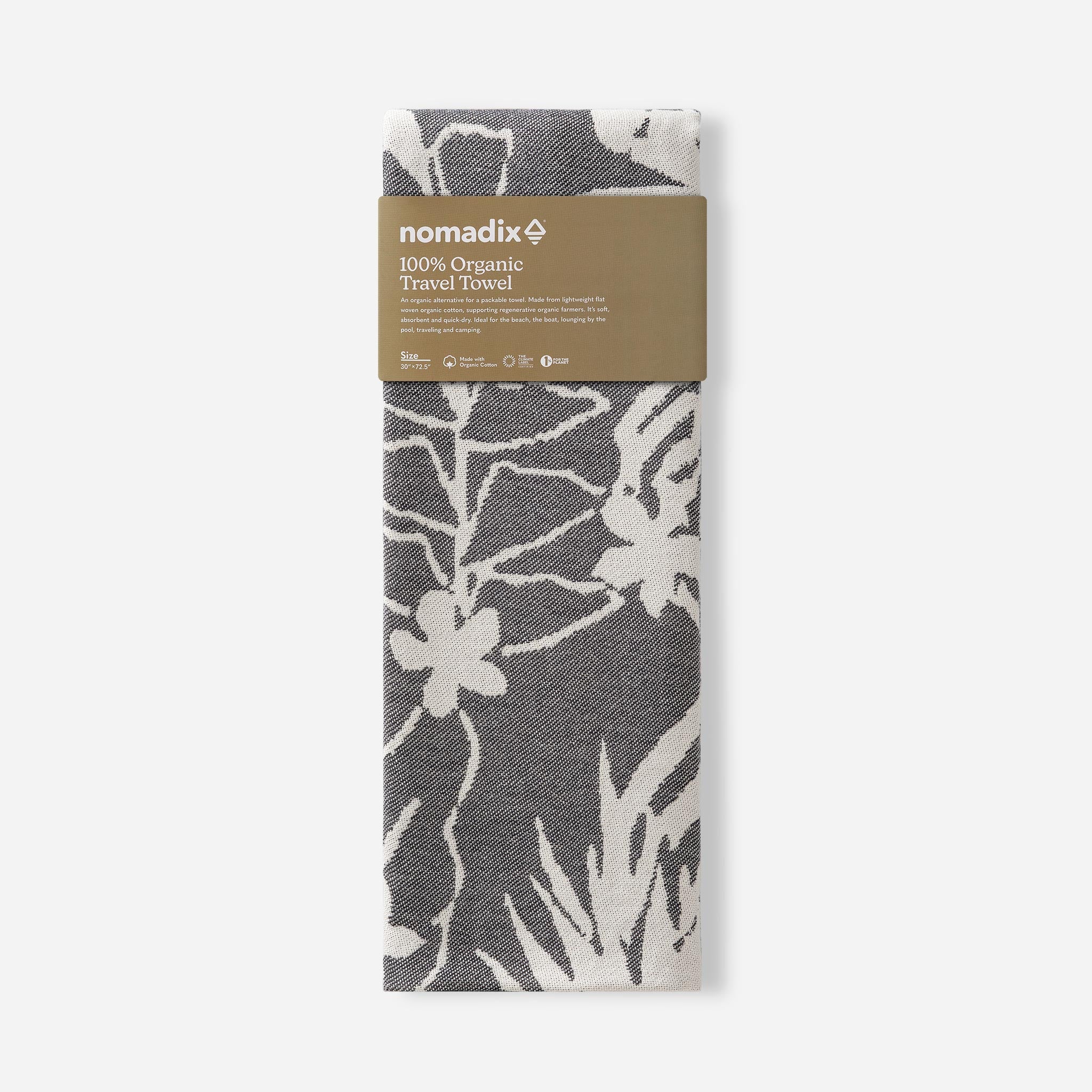 Organic Cotton Travel Towel: Retro Palms Black