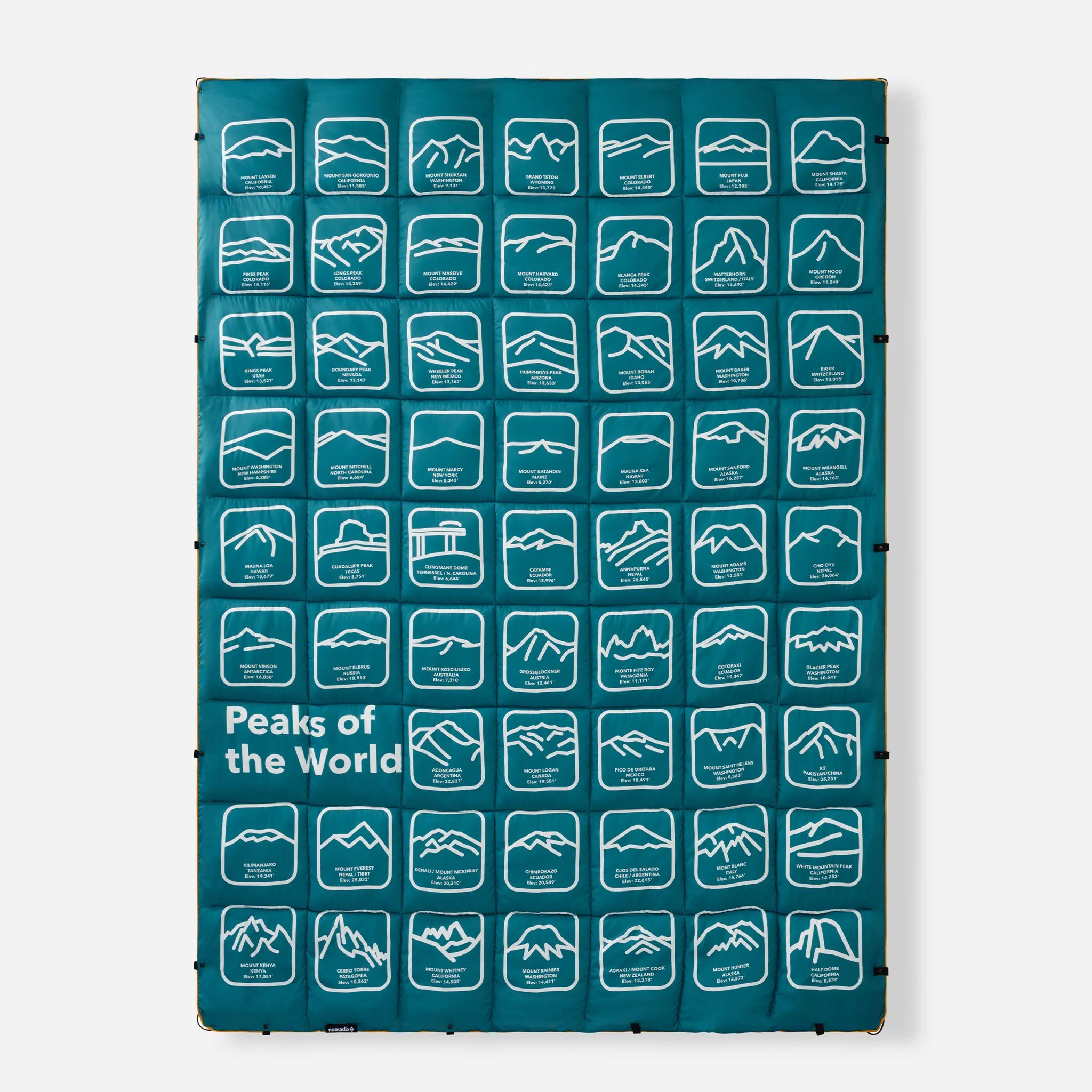 Graphene Puffer Blanket: Peaks of the World Teal Ocean – Nomadix