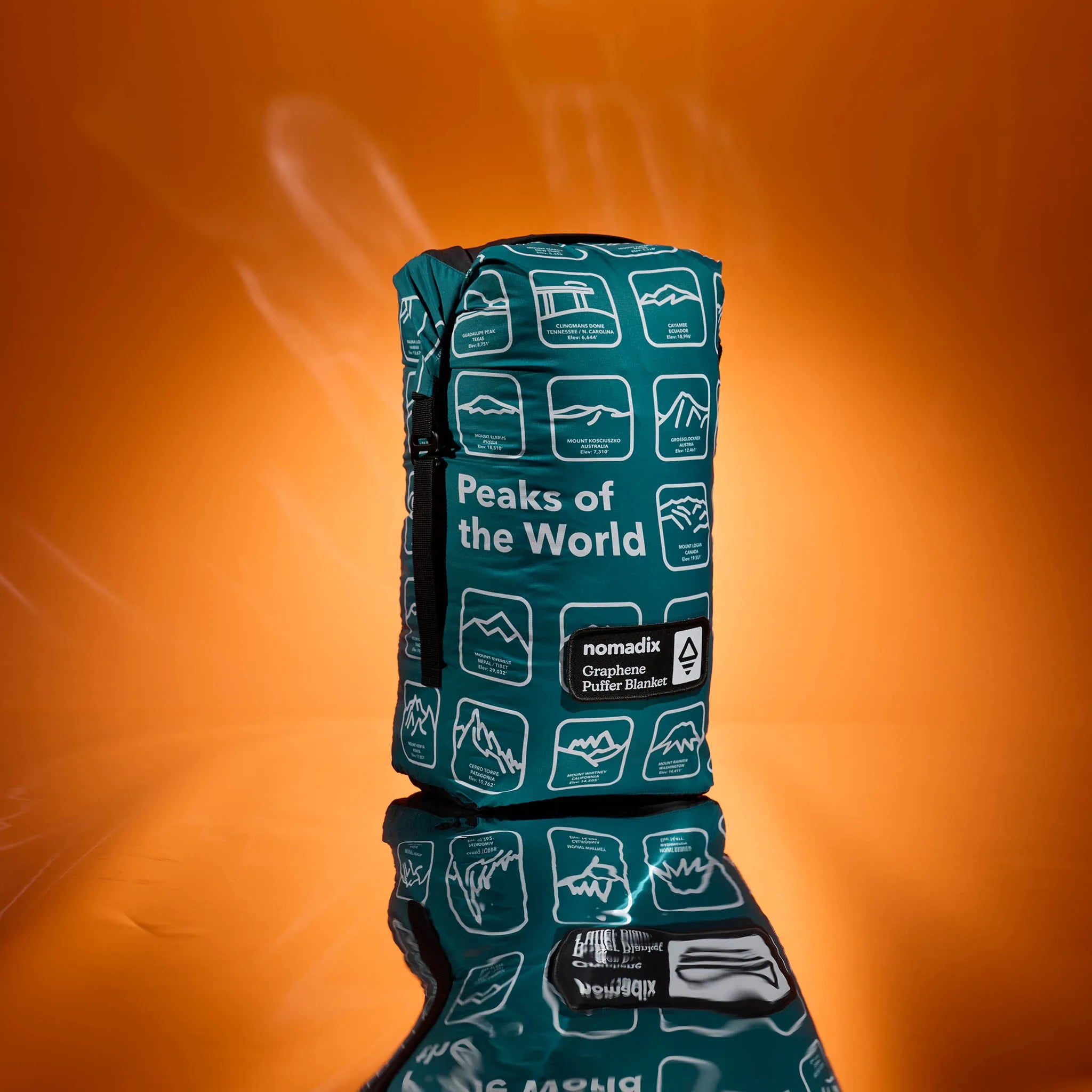 Graphene Puffer Blanket: Peaks of the World Teal Ocean