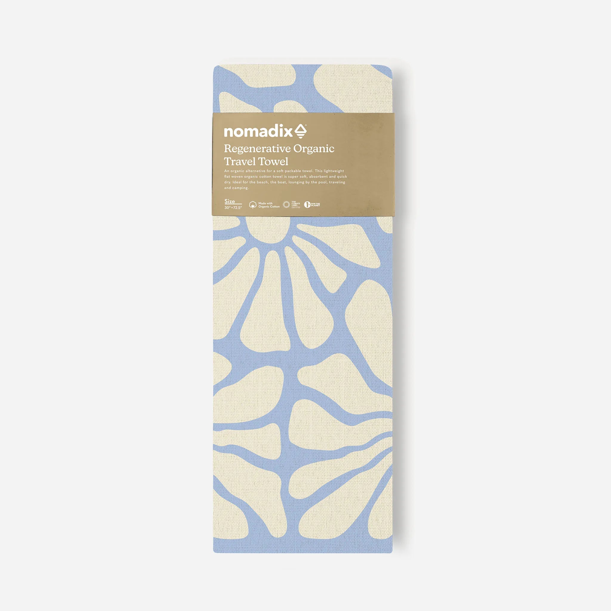 Organic Cotton Travel Towel: Lazy Daisy Coastal Blue
