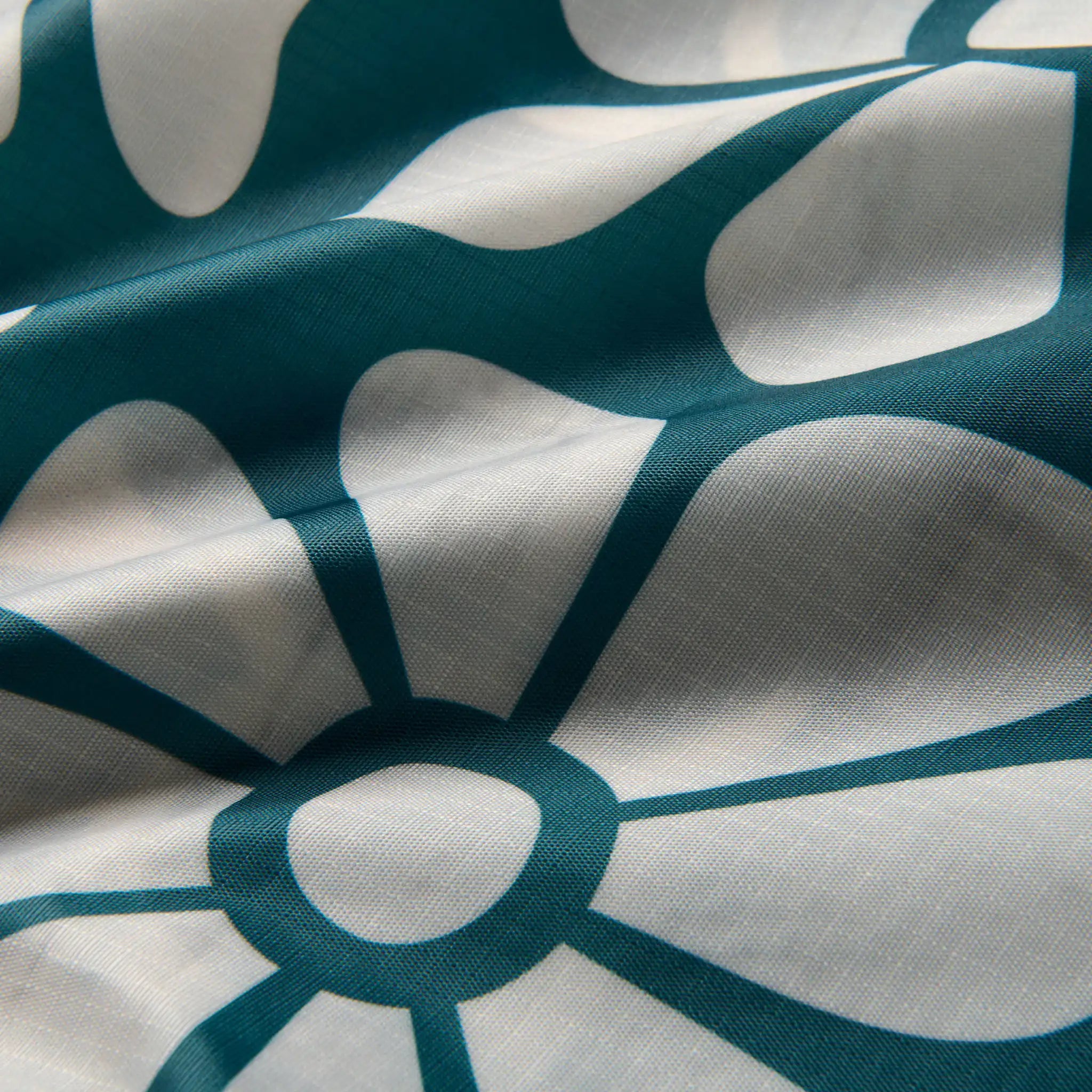 Pocket Tote: Big Flowers Teal Ocean