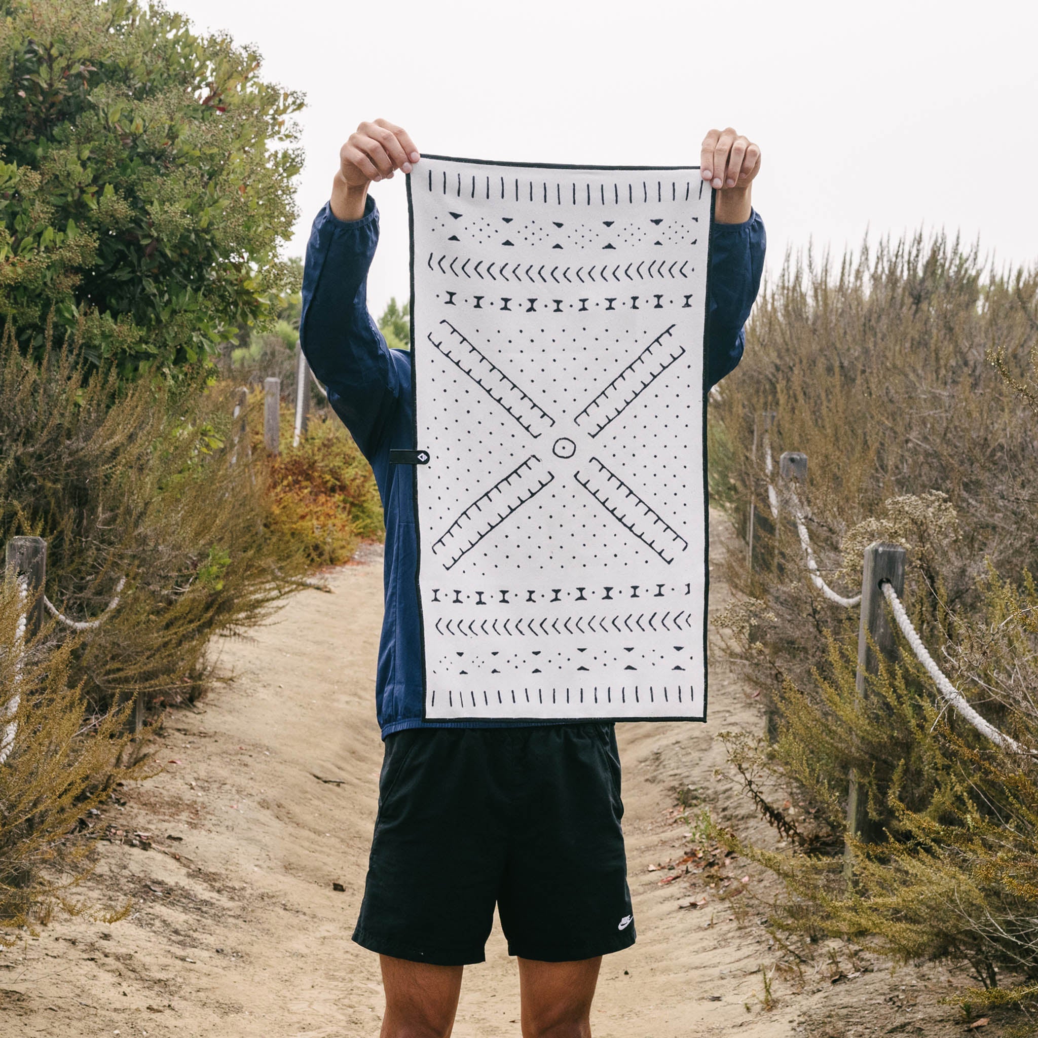 Fitness Towel: Mud Cloth White - Nomadix