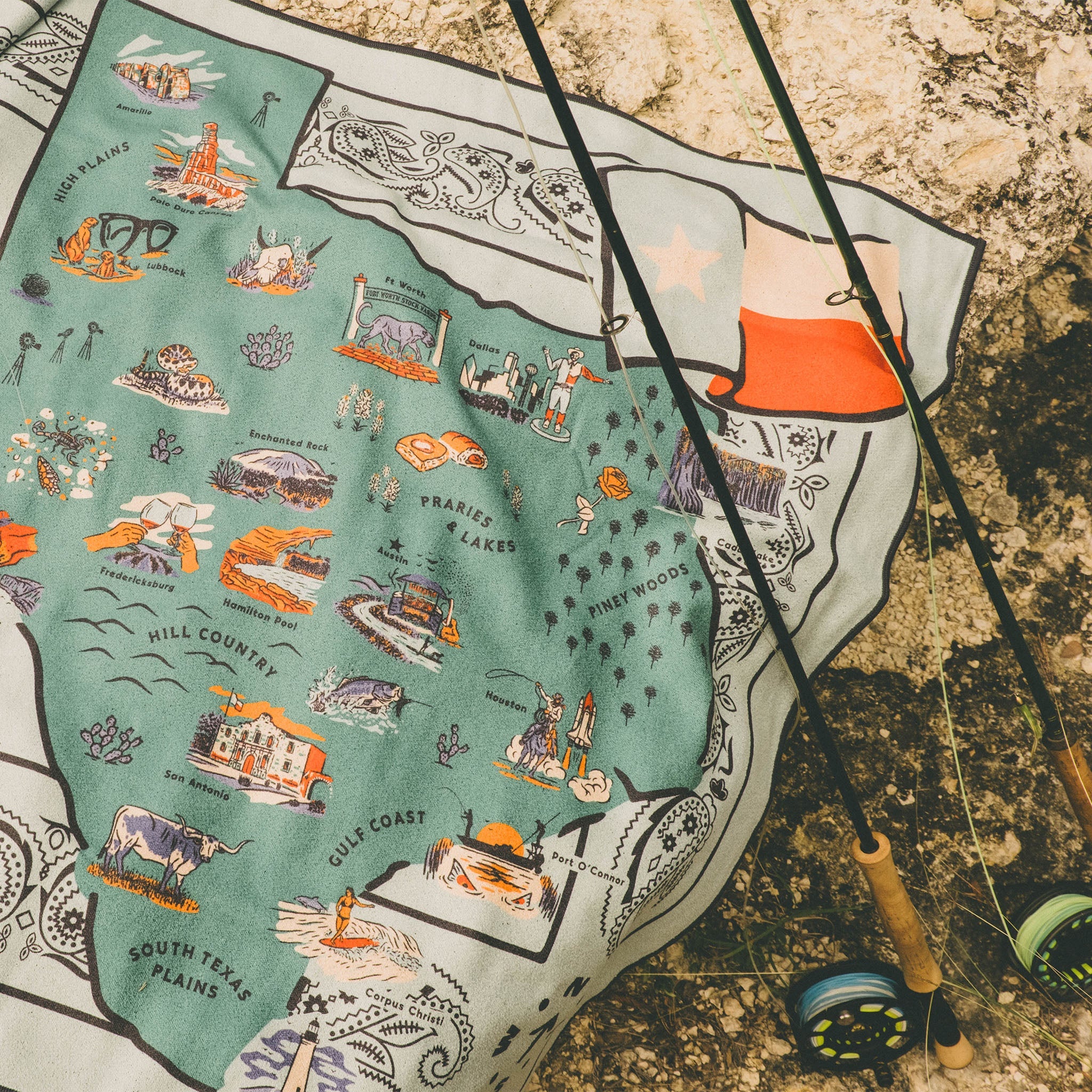 Texas Map Original Towel | Texas Beach and Travel Towel – Nomadix