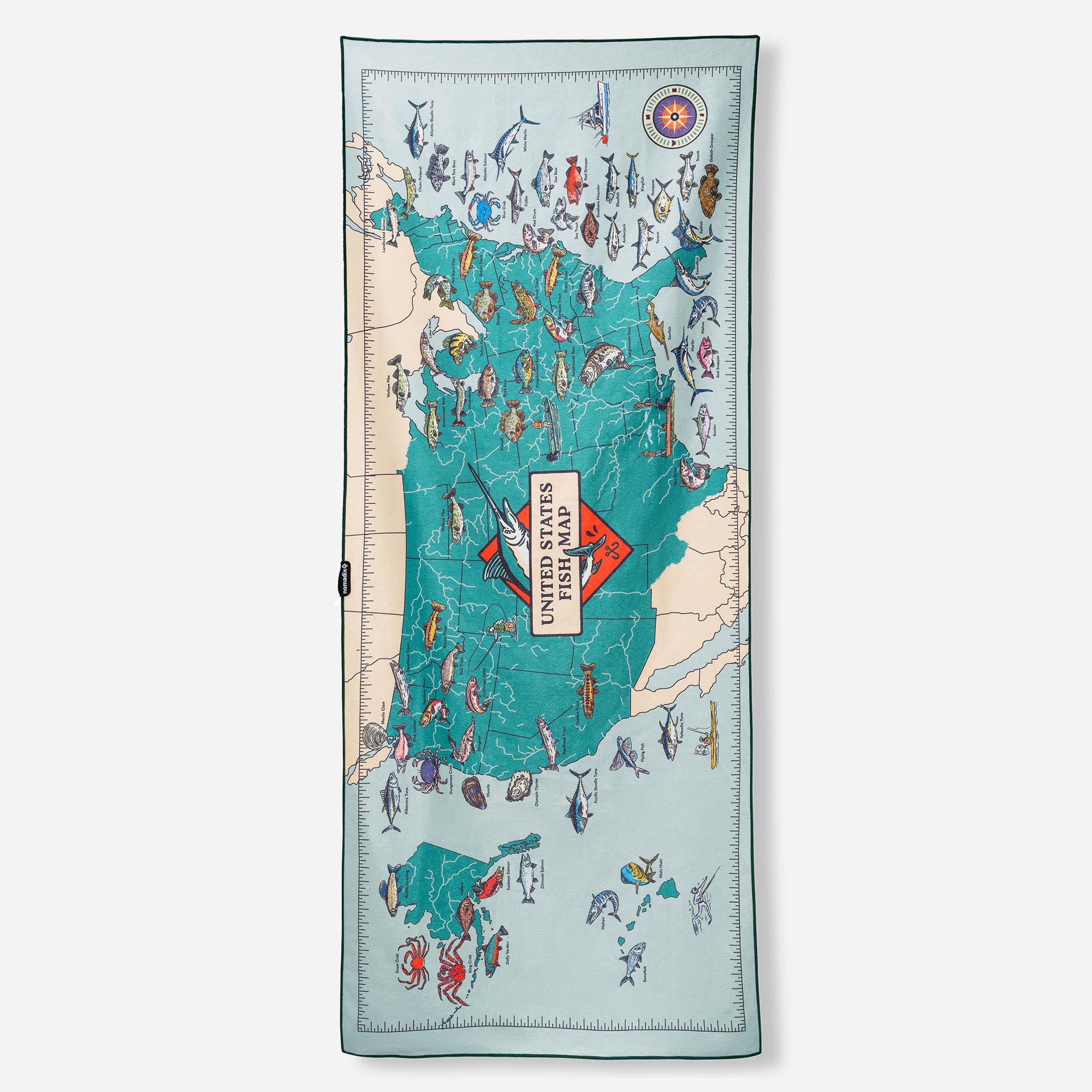 Original Towel: United States Fish Map - Nomadix
