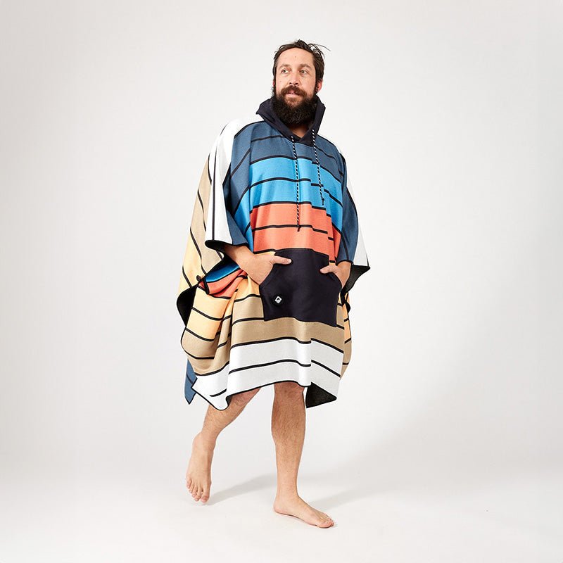 Poncho Towel: Stripes Blue Orange - Nomadix