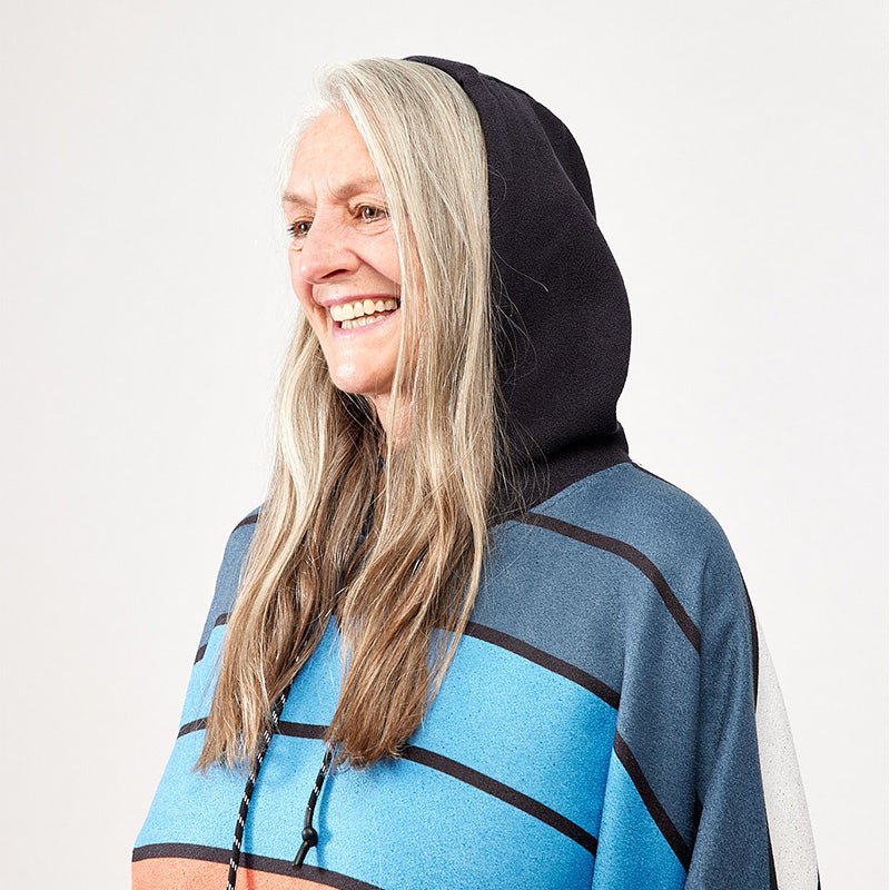 Poncho Towel: Stripes Blue Orange - Nomadix