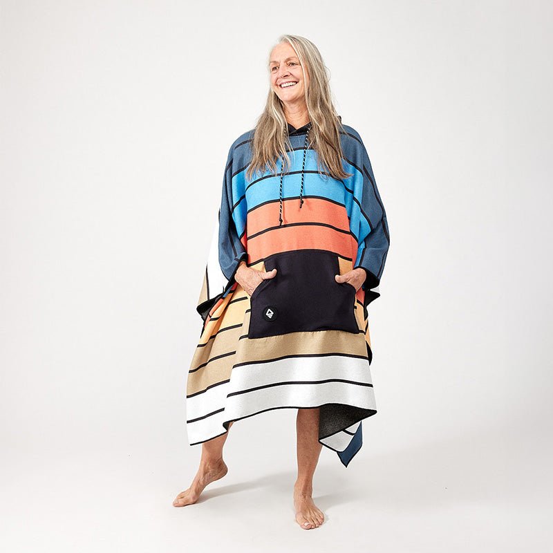 Poncho Towel: Stripes Blue Orange - Nomadix