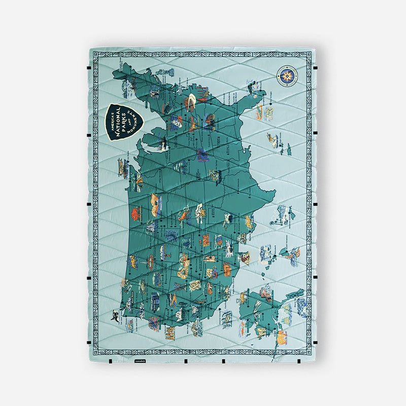 Puffer Blanket: National Parks and Monuments Map - Nomadix