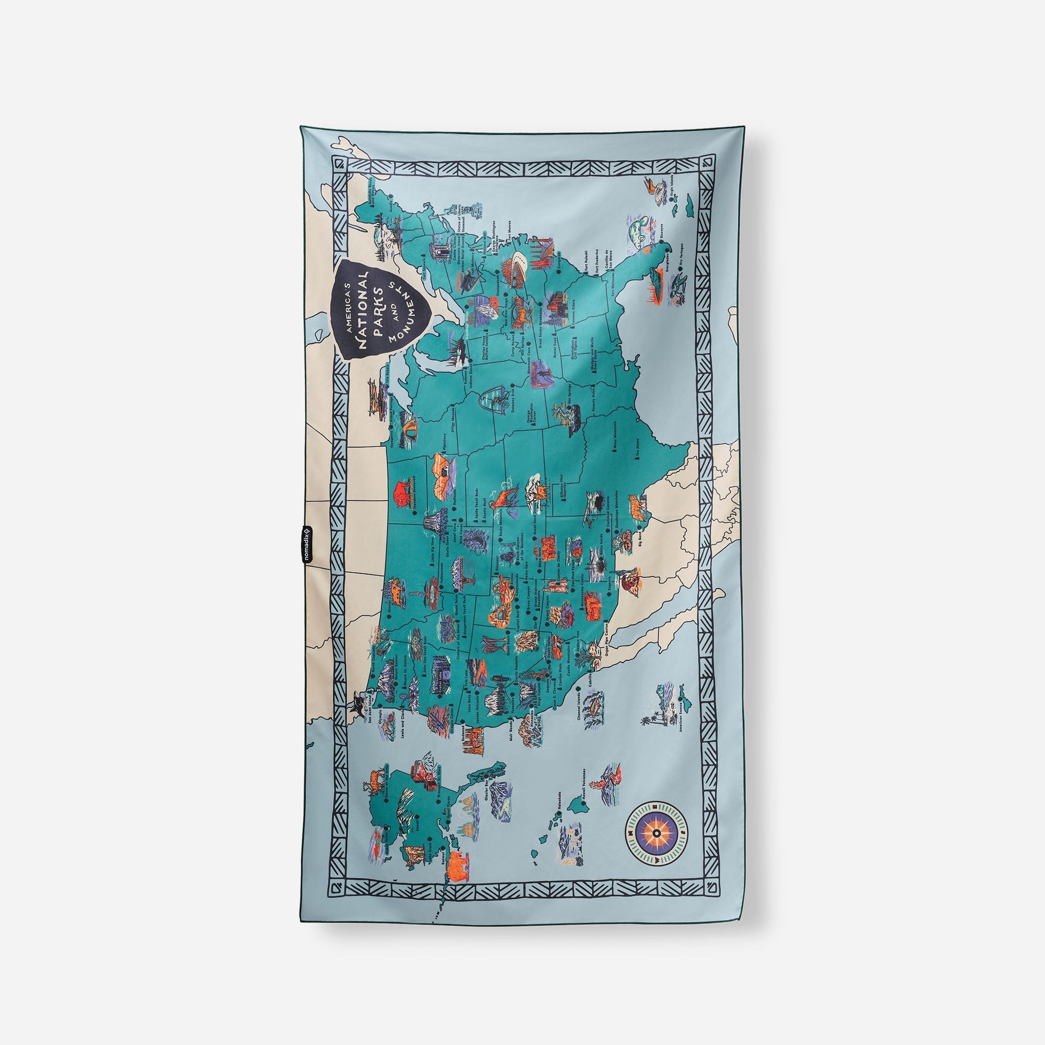 Ultralight Towel: National Parks and Monuments Map - Nomadix